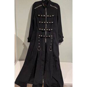 Tripp NYC Vintage Major Trench Coat Long Gothic Punk Studs Zippers Matrix Large